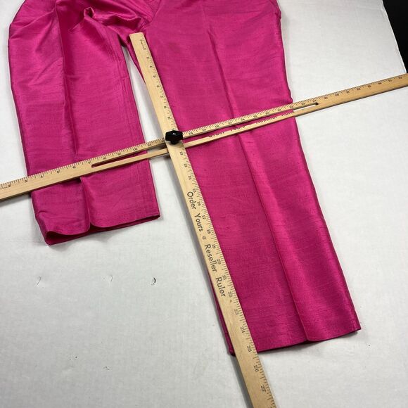 Lauren Ralph Lauren Silk Pants Fuschia Pink Side Zip Trousers 12P PETITE FLAW - Picture 6 of 14